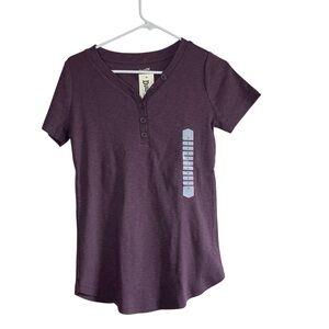 Duluth Maker’s Studio Purple Cotton Rib Slub Henley Tee XS NWT